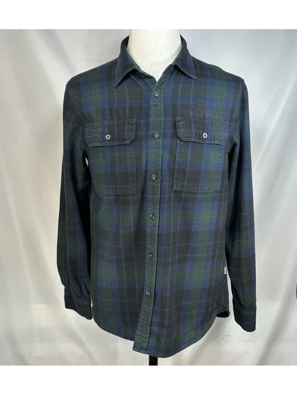 North Face Pocketed Plaid Button Up Shirt Green/Blue Mens M